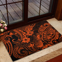 Hawaii Pineapple Rubber Doormat Paradise Flowers Pacific With Orange Polynesian Tribal - Wonder Print Shop