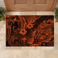 Hawaii Pineapple Rubber Doormat Paradise Flowers Pacific With Orange Polynesian Tribal - Wonder Print Shop