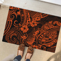 Hawaii Pineapple Rubber Doormat Paradise Flowers Pacific With Orange Polynesian Tribal - Wonder Print Shop