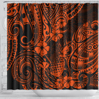 hawaii-pineapple-shower-curtain-paradise-flowers-pacific-with-orange-polynesian-tribal
