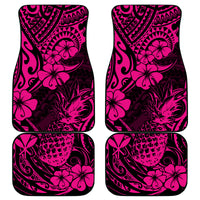 Hawaii Pineapple Car Mats Paradise Flowers Pacific With Pink Polynesian Tribal - Wonder Print Shop