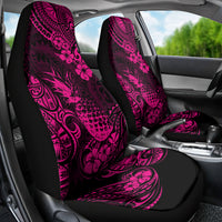 Hawaii Pineapple Car Seat Cover Paradise Flowers Pacific With Pink Polynesian Tribal - Wonder Print Shop