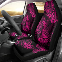 Hawaii Pineapple Car Seat Cover Paradise Flowers Pacific With Pink Polynesian Tribal - Wonder Print Shop