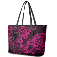 Hawaii Pineapple Leather Tote Bag Paradise Flowers Pacific With Pink Polynesian Tribal - Wonder Print Shop