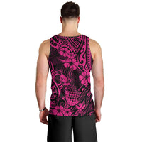 Hawaii Pineapple Men Tank Top Paradise Flowers Pacific With Pink Polynesian Tribal - Wonder Print Shop