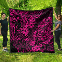 Hawaii Pineapple Quilt Paradise Flowers Pacific With Pink Polynesian Tribal - Wonder Print Shop