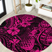 hawaii-pineapple-round-carpet-paradise-flowers-pacific-with-pink-polynesian-tribal