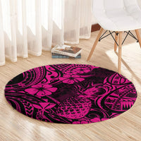 hawaii-pineapple-round-carpet-paradise-flowers-pacific-with-pink-polynesian-tribal
