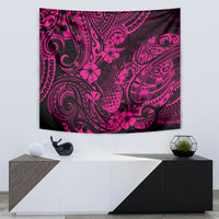 Hawaii Pineapple Tapestry Paradise Flowers Pacific With Pink Polynesian Tribal - Wonder Print Shop