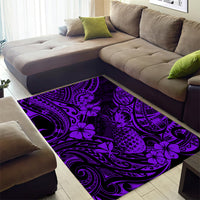 Hawaii Pineapple Area Rug Polynesian Pattern Purple Version - Wonder Print Shop