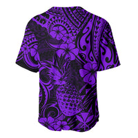 Hawaii Pineapple Baseball Jersey Polynesian Pattern Purple Version - Wonder Print Shop