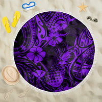 Hawaii Pineapple Beach Blanket Polynesian Pattern Purple Version - Wonder Print Shop