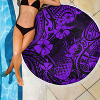 Hawaii Pineapple Beach Blanket Polynesian Pattern Purple Version - Wonder Print Shop