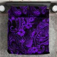 Hawaii Pineapple Bedding Set Polynesian Pattern Purple Version - Wonder Print Shop