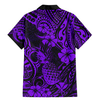 Hawaii Pineapple Family Matching Mermaid Dress and Hawaiian Shirt Polynesian Pattern Purple Version - Wonder Print Shop
