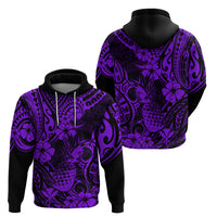 Hawaii Pineapple Hoodie Polynesian Pattern Purple Version - Wonder Print Shop
