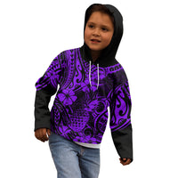 Hawaii Pineapple Kid Hoodie Polynesian Pattern Purple Version - Wonder Print Shop