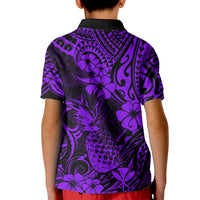 Hawaii Pineapple Kid Polo Shirt Polynesian Pattern Purple Version - Wonder Print Shop