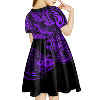 Hawaii Pineapple Kid Short Sleeve Dress Polynesian Pattern Purple Version - Wonder Print Shop