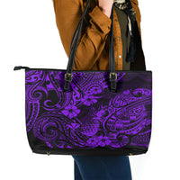 Hawaii Pineapple Leather Tote Bag Polynesian Pattern Purple Version - Wonder Print Shop