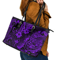 Hawaii Pineapple Leather Tote Bag Polynesian Pattern Purple Version - Wonder Print Shop