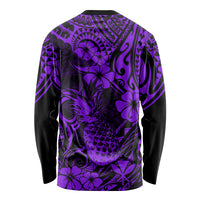 Hawaii Pineapple Long Sleeve Shirt Polynesian Pattern Purple Version - Wonder Print Shop