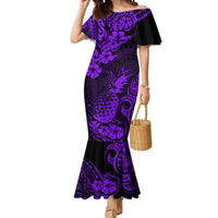 Hawaii Pineapple Mermaid Dress Polynesian Pattern Purple Version - Wonder Print Shop