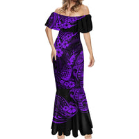 Hawaii Pineapple Mermaid Dress Polynesian Pattern Purple Version - Wonder Print Shop