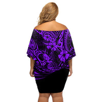 Hawaii Pineapple Off Shoulder Short Dress Polynesian Pattern Purple Version - Wonder Print Shop