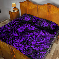 Hawaii Pineapple Quilt Bed Set Polynesian Pattern Purple Version - Wonder Print Shop