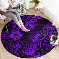 hawaii-pineapple-round-carpet-polynesian-pattern-purple-version