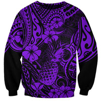 Hawaii Pineapple Sweatshirt Polynesian Pattern Purple Version - Wonder Print Shop