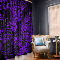 Hawaii Pineapple Window Curtain Polynesian Pattern Purple Version - Wonder Print Shop