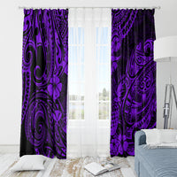 Hawaii Pineapple Window Curtain Polynesian Pattern Purple Version - Wonder Print Shop