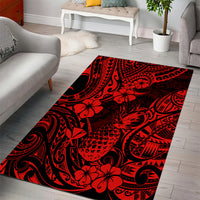 Hawaii Pineapple Area Rug Polynesian Pattern Red Version - Wonder Print Shop
