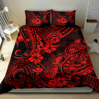 Hawaii Pineapple Bedding Set Polynesian Pattern Red Version - Wonder Print Shop