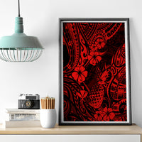 Hawaii Pineapple Canvas Wall Art Polynesian Pattern Red Version - Wonder Print Shop