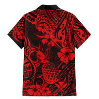 Hawaii Pineapple Family Matching Mermaid Dress and Hawaiian Shirt Polynesian Pattern Red Version - Wonder Print Shop