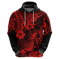 Hawaii Pineapple Hoodie Polynesian Pattern Red Version - Wonder Print Shop