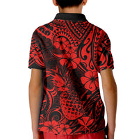Hawaii Pineapple Kid Polo Shirt Polynesian Pattern Red Version - Wonder Print Shop