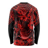 Hawaii Pineapple Long Sleeve Shirt Polynesian Pattern Red Version - Wonder Print Shop