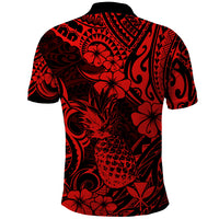 Hawaii Pineapple Polo Shirt Polynesian Pattern Red Version - Wonder Print Shop