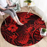 hawaii-pineapple-round-carpet-polynesian-pattern-red-version