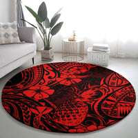 hawaii-pineapple-round-carpet-polynesian-pattern-red-version