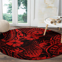 hawaii-pineapple-round-carpet-polynesian-pattern-red-version