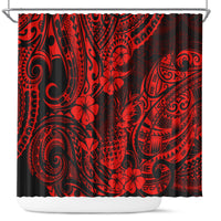 hawaii-pineapple-shower-curtain-polynesian-pattern-red-version