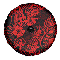 Hawaii Pineapple Spare Tire Cover Polynesian Pattern Red Version - Wonder Print Shop