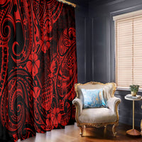 Hawaii Pineapple Window Curtain Polynesian Pattern Red Version - Wonder Print Shop