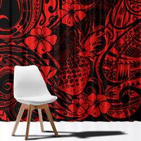Hawaii Pineapple Window Curtain Polynesian Pattern Red Version - Wonder Print Shop