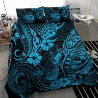 Hawaii Pineapple Bedding Set Polynesian Pattern Sky Blue Version - Wonder Print Shop